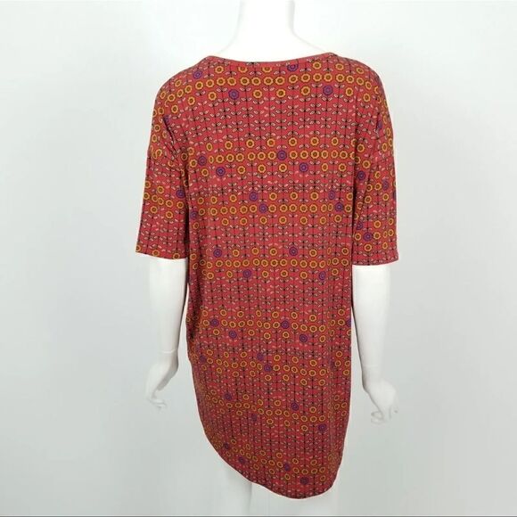 NWT Lularoe Womens Size XS Red Floral Print Irma Tunic Top Hi Low Short Sleeve - Picture 6 of 7